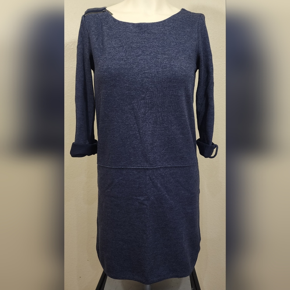 Loft Size XSmall 3/4 Sleeve Heavy Knit Zipper Shoulder Shift Dress